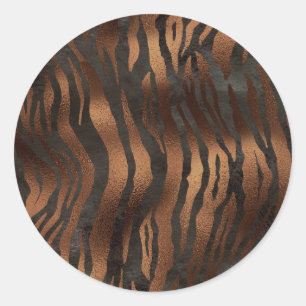 Sticker Rond Tiger de Bronze Noir Élégant Chic élégant