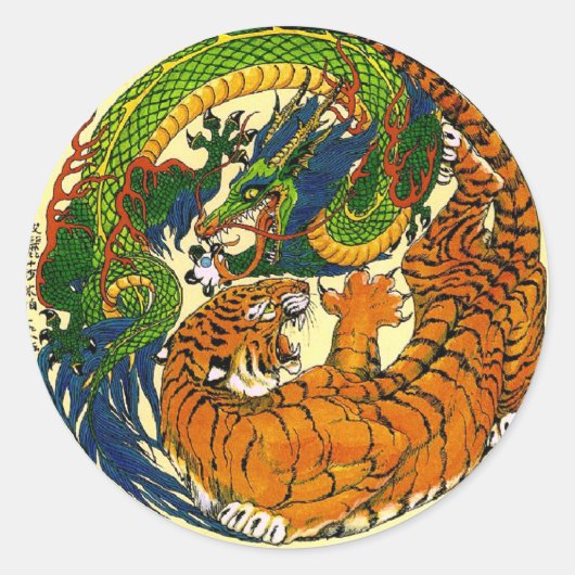 Sticker Rond Tiger et Dragon Yin Yang (Devant)