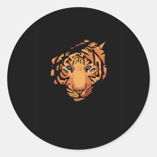 Sticker Rond Tiger Face Faune Jungle Animaux sauvages Safari Sa (Devant)