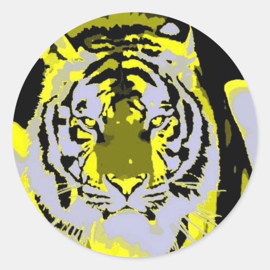 Sticker Rond Tiger Face Pop Art (Devant)