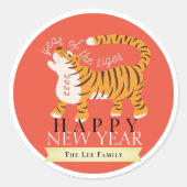 Sticker Rond Tiger Nouvel An Chinois 2022 Fête Rouge (Devant)