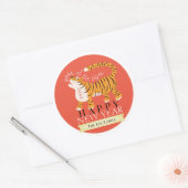 Sticker Rond Tiger Nouvel An Chinois 2022 Fête Rouge (Enveloppe)