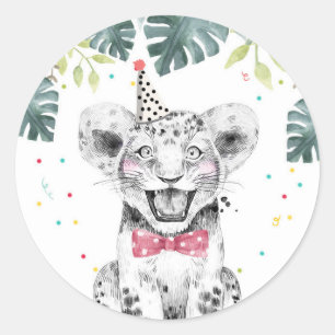 Sticker Rond Tiger Party Animaux Safari Garçon Anniversaire Cup