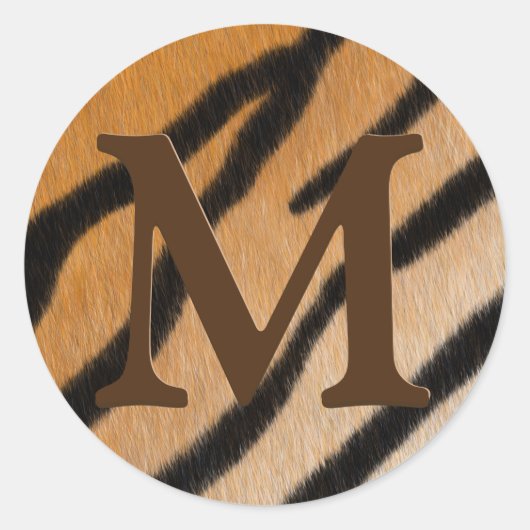 Sticker Rond Tiger Stripes Poster de animal en acajou Monogramm (Devant)