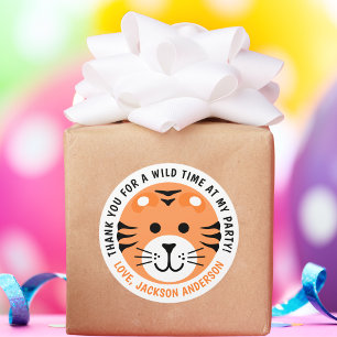 Sticker Rond Tiger Wild One Jungle Safari Anniversaire de enfan