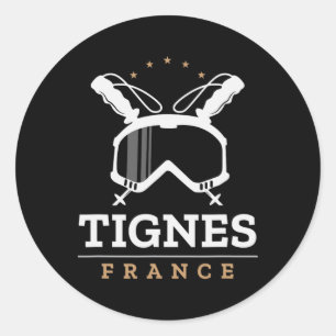 Sticker Rond Tignes France Station de ski Ski Vintage Snowboard