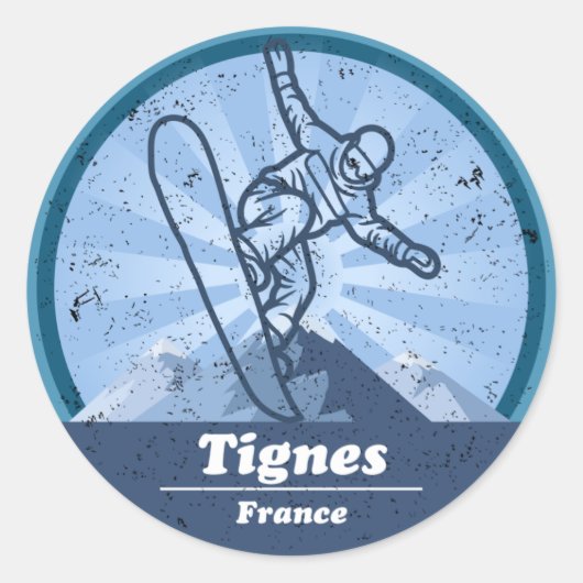 Sticker Rond Tignes Snowboard - Station de ski (Devant)