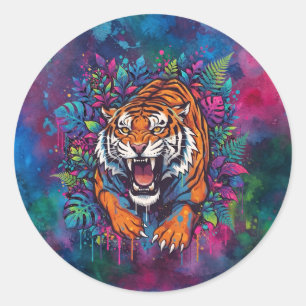 Sticker Rond Tigre
