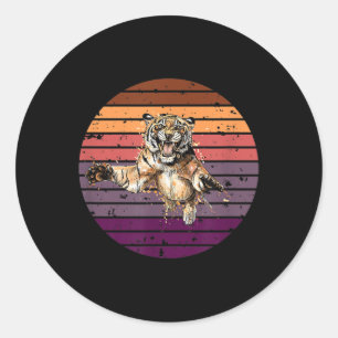 Sticker Rond Tigre, Asie Tigre Protection De l'environnement, T