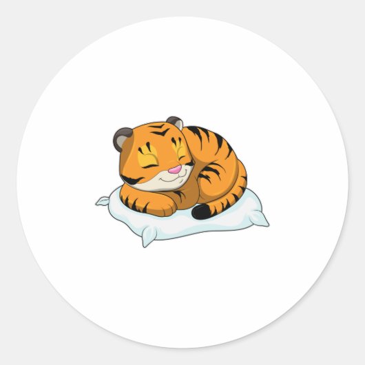 Sticker Rond Tigre au coucher avec Coussin (Devant)