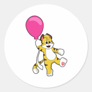 Sticker Rond Tigre avec ballon