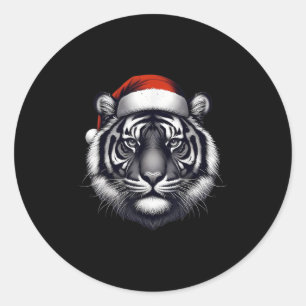 Sticker Rond Tigre avec chapeau de Noël Noël Noël Noël Zoo de l