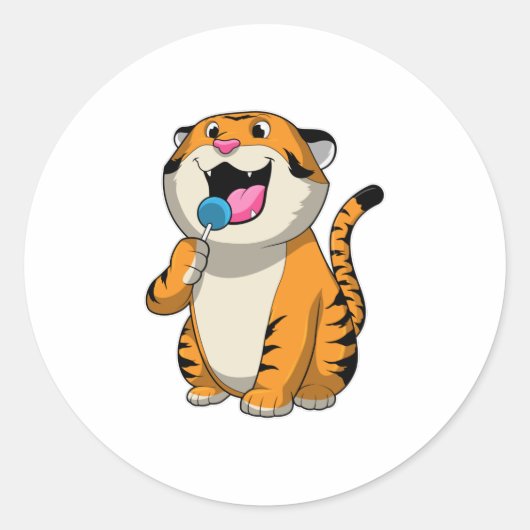 Sticker Rond Tigre avec Lollipop (Devant)