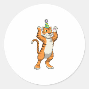 Sticker Rond Tigre avec parti casquette
