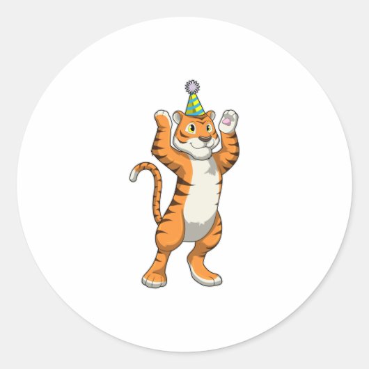 Sticker Rond Tigre avec parti casquette (Devant)