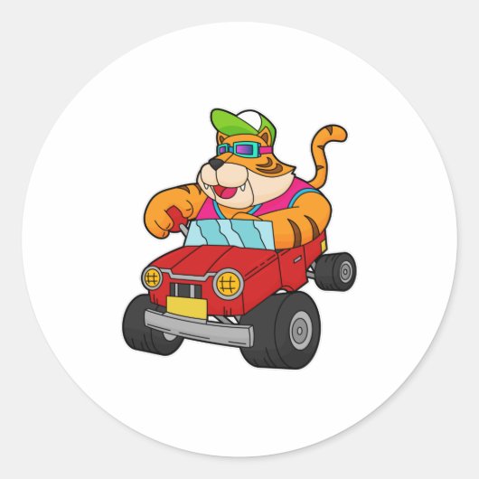 Sticker Rond Tigre avec voiture (Devant)
