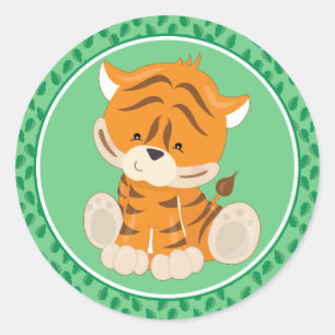 Sticker Rond Tigre   Baby Safari Animaux
