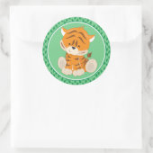 Sticker Rond Tigre | Baby Safari Animaux (Sac)