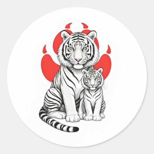Sticker Rond tigre blanc (Devant)