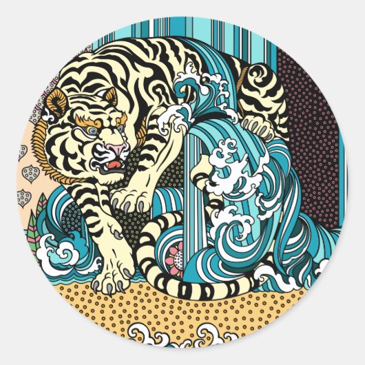 Sticker Rond Tigre blanc de Feng (Devant)