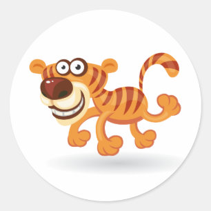 Sticker Rond Tigre de bébé de bande dessinée