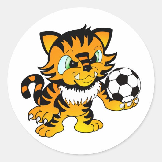 Sticker Rond Tigre de football (Devant)