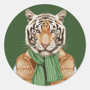 Sticker Rond Tigre de gilet