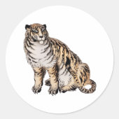 Sticker Rond Tigre de Kono Bairei (1844-1895). (Devant)