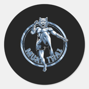 Sticker Rond Tigre de Muay Thai - Nak Muay, Cadeau de Kickboxin