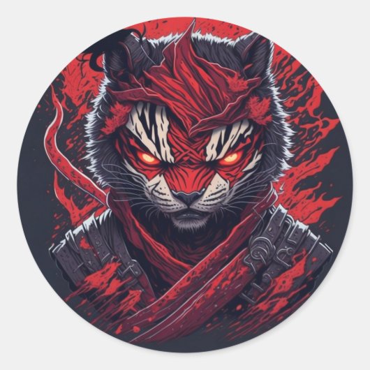 Sticker Rond tigre de ninja mal conçu (Devant)