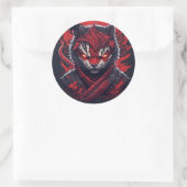 Sticker Rond tigre de ninja mal conçu (Sac)