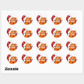 Sticker Rond Tigre de Noël (Feuille)