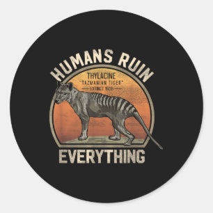 Sticker Rond Tigre de Tasmanie Thylacine Australian Extinction 