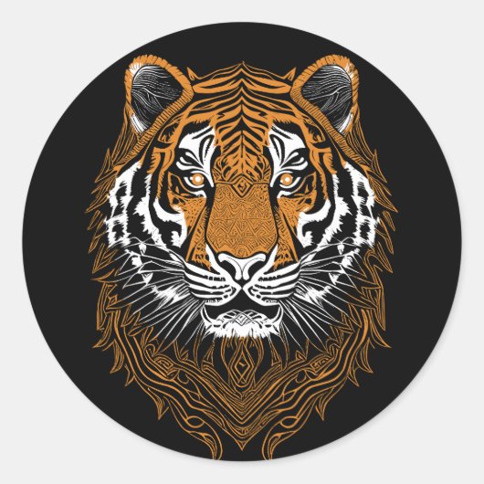 Sticker Rond Tigre détaillé (Devant)