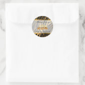 Sticker Rond Tigre doré moderne de luxe Ajoutez votre texte (Sac)