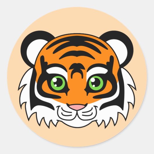 Sticker Rond Tigre doux orange (Devant)