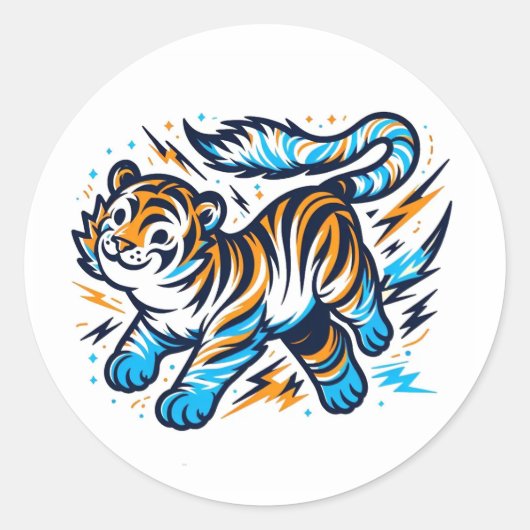 Sticker Rond Tigre électrique (Devant)