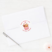 Sticker Rond Tigre mignonne en Cupcake Custom Kids Saint-Valent (Enveloppe)