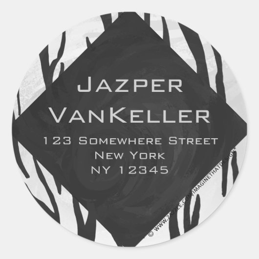 Sticker Rond Tigre Monogramme noir et blanc (Devant)