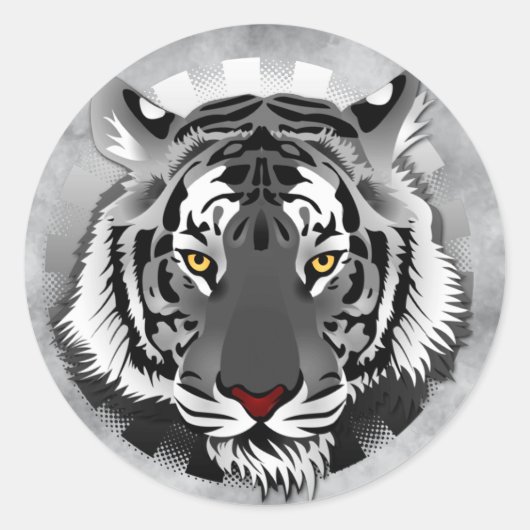 Sticker Rond Tigre noir et blanc (Devant)