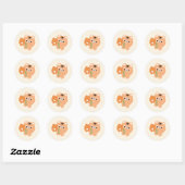 Sticker Rond Tigre romantique (Feuille)
