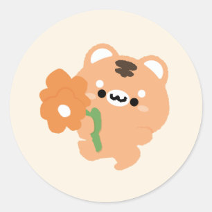 Sticker Rond Tigre romantique