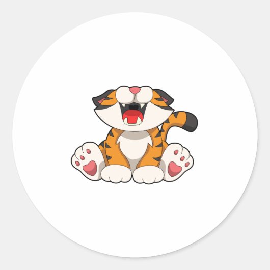 Sticker Rond Tigre rougissant (Devant)