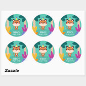 Sticker Rond Tigre sauvage d'une jungle (Feuille)