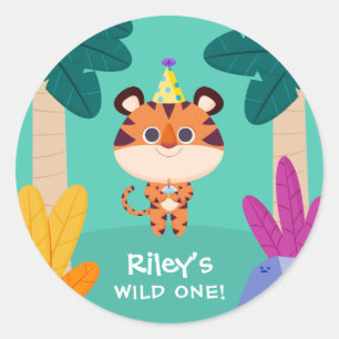 Sticker Rond Tigre sauvage d'une jungle