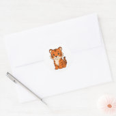 Sticker Rond Tigreau Mignon (Enveloppe)