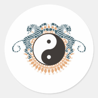 Sticker Rond Tigres et Yin Yang