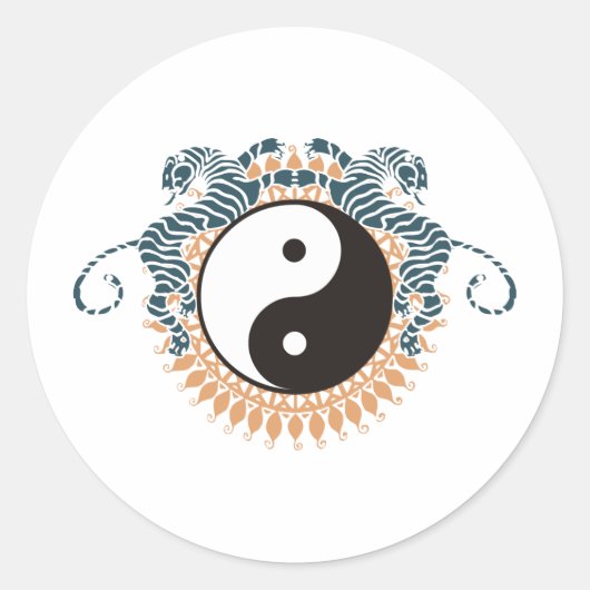 Sticker Rond Tigres et Yin Yang (Devant)