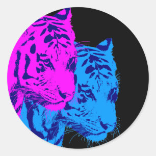 Sticker Rond Tigres jumeaux Vintages des années 80