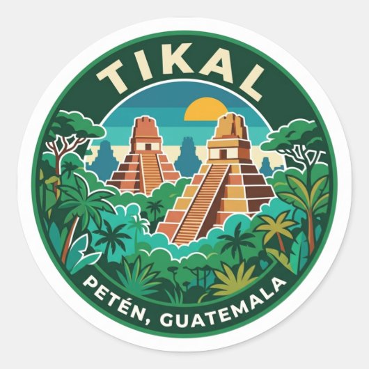 Sticker Rond Tikal Guatemala (Devant)